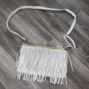 White fringe crossbody bag